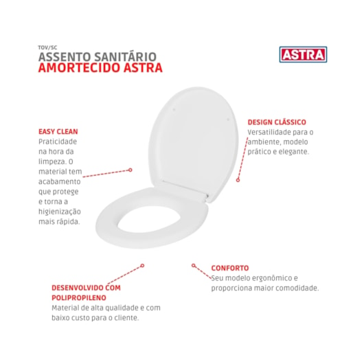 Assento Sanitário Amortecido Branco Astra - Imagem principal - 645282ac-494e-4152-8192-103176eda38a