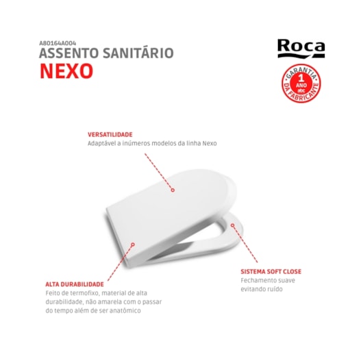 Assento Sanitário Amortecido Nexo Branco Roca - Imagem principal - 3bf15063-b4fb-4917-88a6-2212224faf20