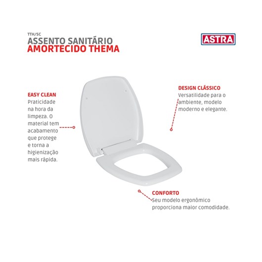 Assento Sanitário Amortecido Thema Tth/sc Branco Astra - Imagem principal - 5abc4aeb-0919-4605-9aa5-7f1f822bbf17