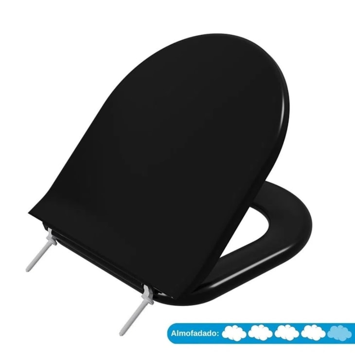 Assento Sanitário Calypso Almofadado Preto Astra
