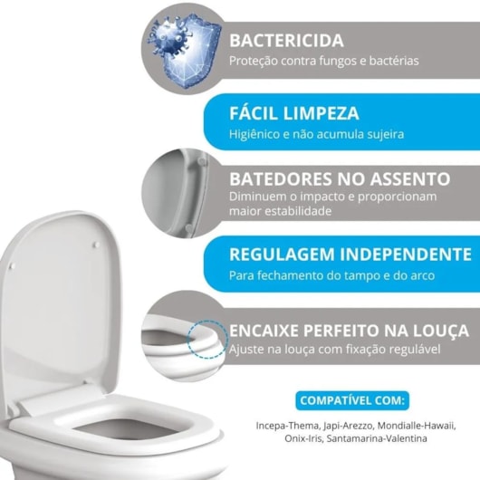 Assento Sanitário com Soft Close Thema Branco Astra - Imagem principal - 06d94179-592d-4e3e-9f8e-0d525d676278