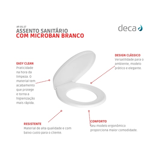 Assento Sanitário De Acessibilidade De Plástico Ravena Branco Deca - Imagem principal - 95f24c92-9b8b-4a71-b51c-5570c1f95c8c