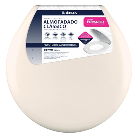 Assento Sanitário De Plástico Almofadado Clássico Bege Atlas - Imagem principal - 29863029-7d01-485b-8d38-15cccca3cf58