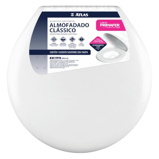 Assento Sanitário De Plástico Almofadado Clássico Branco Atlas - Imagem principal - 86c00d80-017e-4101-af95-b00d16802a60
