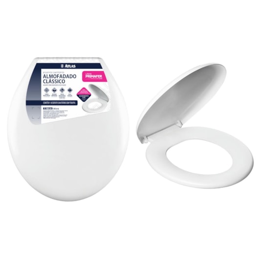 Assento Sanitário De Plástico Almofadado Clássico Branco Atlas - Imagem principal - eacf587c-255e-488f-b3b0-0c13b9ec9fb2