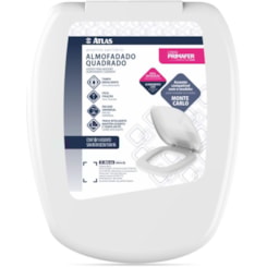 Assento Sanitário De Plástico Almofadado Quadrado Branco Atlas