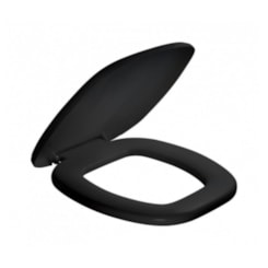 Assento Sanitário De Plástico Almofadado Quadrado Preto Atlas