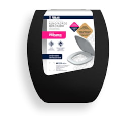 Assento Sanitário De Plástico Almofadado Quadrado Preto Atlas