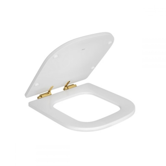 Assento Sanitário De Poliester Amortecido Com Proteko Piano Branco/Gold Deca - Imagem principal - 0e7d6362-4886-4395-8ea1-3aff79df4147