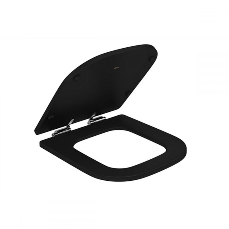 Assento Sanitário De Poliéster Amortecido Piano Com Proteko Ap337 Ébano Fosco Deca
