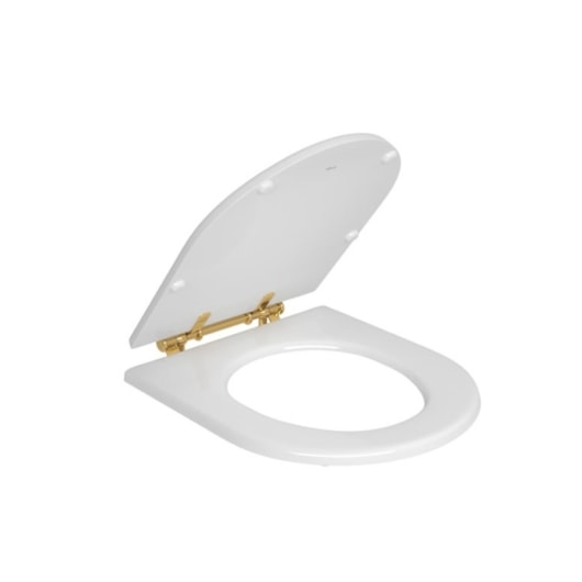 Assento Sanitário De Poliester Branco/Gold Deca - Imagem principal - 8d39682e-93f8-4f1e-87a5-c3f998276c39