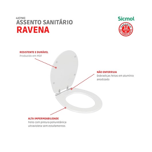 Assento Sanitário Mdf Ravena/izy/studio Branco Sicmol - Imagem principal - 203f6219-b6b1-4b31-9496-09bfa49b0853