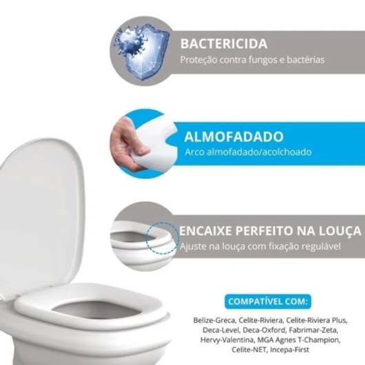 Assento Sanitário Riviera Almofadado Agua Marinha Astra - Imagem principal - aa473dc4-8a20-46b5-9eea-498e9918f1bc