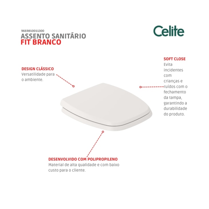 Assento Sanitário Sanitário Fit Branco Celite