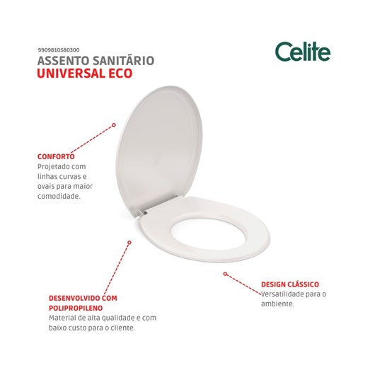 Assento Sanitário Universal Eco Azalea/saveiro Branco Celite - Imagem principal - f8591d11-ce03-4535-8131-83659145ef40