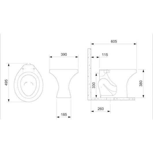 Bacia Convencional Zip Branco Roca 38,00x38,50x49,50 cm - Imagem principal - 53d8154d-24f9-4c29-a536-224cf06dd3f4