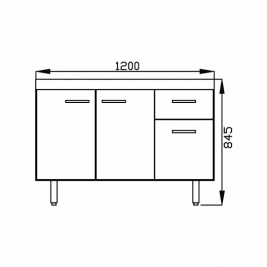 Balcão Fogão Pia Branco Gaveta Na Direita Ghelplus 120x84,5x51cm - Imagem principal - c2ed9240-8966-4d08-96e2-6802ef5cdda9