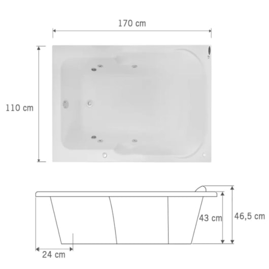 Banheira Acrílica Double Capri Luxo 170x110cm Astra - Imagem principal - 1981f45b-ee82-4e13-9a85-a40c6fa3fd1f