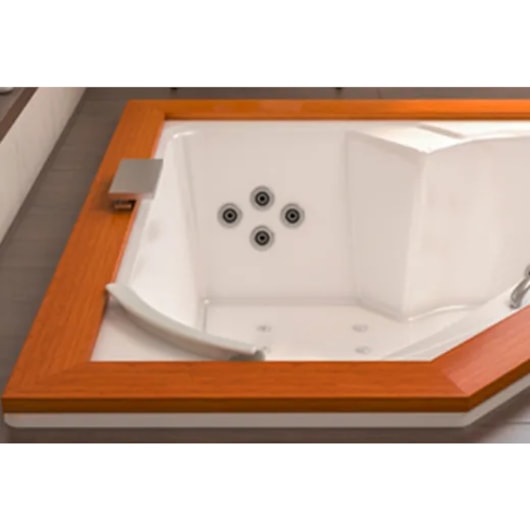 Banheira Acrílica Dupla De Canto Flexawood 165x165x61cm Com Aquecedor Jacuzzi - Imagem principal - 9105ebf8-8b76-45be-8a4f-fa39296f9ba7