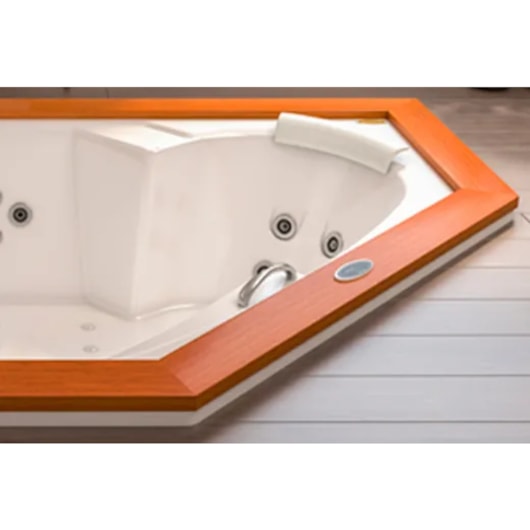 Banheira Acrílica Dupla De Canto Flexawood 165x165x61cm Com Aquecedor Jacuzzi - Imagem principal - 83e7ff20-0910-41dc-9ae8-3862d044ef76