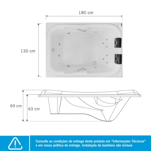 Banheira Acrílica Dupla Double Tahiti Gran Luxo 180x130cm Astra - Imagem principal - 5d4c9035-9639-45f9-b791-9496c353fc45