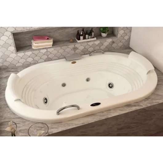 Banheira Acrílica Dupla Murano 184x112x61cm Com Aquecedor Jacuzzi - Imagem principal - 67440d64-1eea-4c38-938a-56e4f25f0db7
