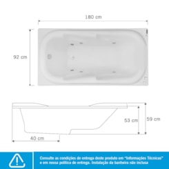 Banheira Acrílica Individual Tahiti Luxo 180x92cm Astra