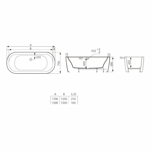 Banheira Acrílica Sem Hidro Freestd Palma Branco Roca 170x75cm - Imagem principal - d4ccdded-262a-4b33-a26d-b96824ab8537