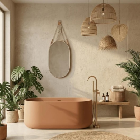 Banheira Camburi Soft Terracota 156x81x58,1cm Immersi - Imagem principal - 4274baa8-5c53-432f-9c47-f284b99bfed8