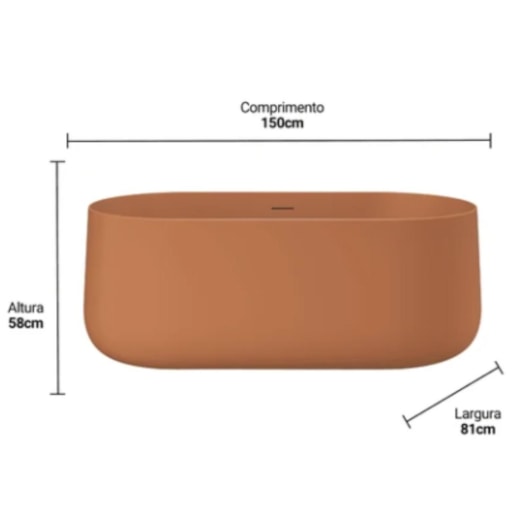 Banheira Camburi Soft Terracota 156x81x58,1cm Immersi - Imagem principal - c2fee8d6-fbb7-461a-b4e0-19eb6e46b6aa