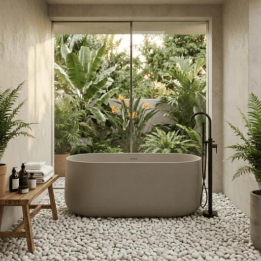 Banheira Camburi Warm Grey 156x81x58,3cm Immersi - Imagem principal - 17962c9f-f410-4eff-bb8d-c3bd3ed5d1d0
