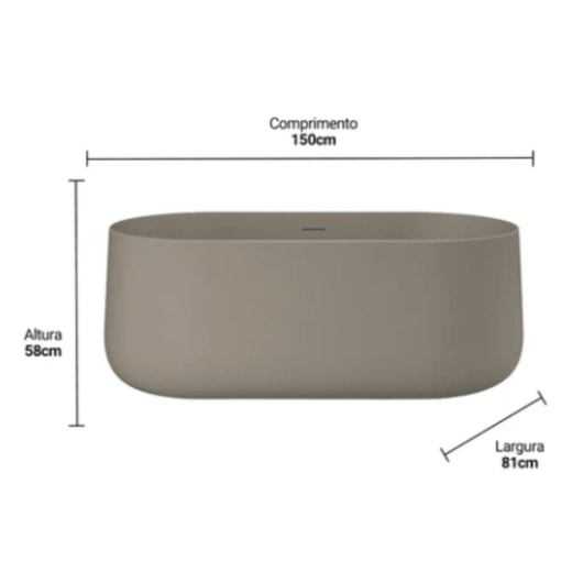 Banheira Camburi Warm Grey 156x81x58,3cm Immersi - Imagem principal - 4df444f8-0e7e-41f5-9c49-7b2006ffeebf