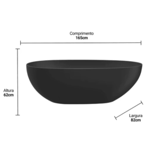 Banheira Campeche Pure Black 165x82x62cm Immersi - Imagem principal - 07f3c9e1-aa40-4e74-b638-7ed215c0b5ab