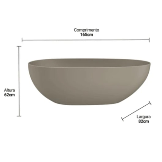 Banheira Campeche Warm Grey 165x82x62cm Immersi - Imagem principal - 6091c4a8-3a26-4333-b9ec-71298f4d6bab