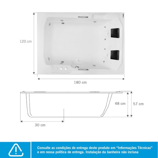 Banheira De Gel Coat Dupla Prima Maggiore Gran Luxo 180x120cm Astra - Imagem principal - f9c91b8c-e9b9-4b02-a28d-c952338bc31e