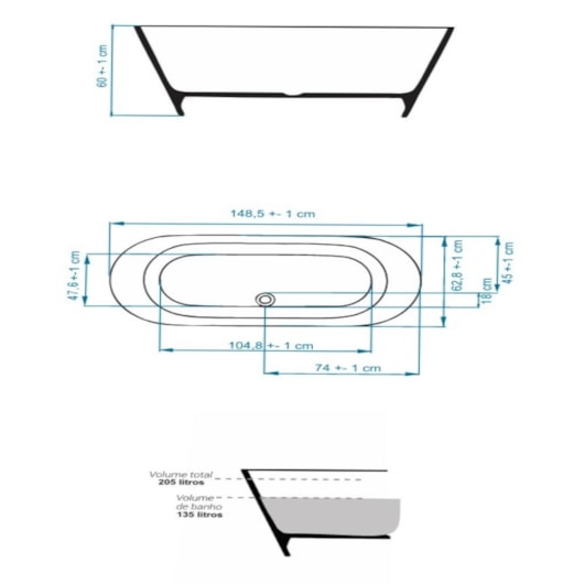 Banheira De Imersão Duramatt Alagoas Branco Fosco Acetinado Com Válvula Click Preto Fosco Sabbia - Imagem principal - eeb2127e-7567-4414-b9a1-ae1d6783bc87