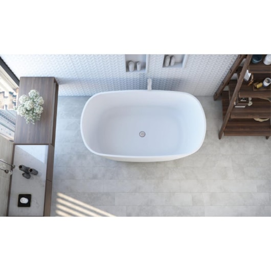 Banheira De Imersão Duramatt Olinda Branco Fosco Acetinado Com Válvula Click Cromado Sabbia - Imagem principal - 9066287f-3554-408d-9b77-e570bed9d866