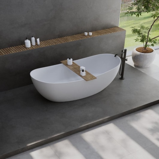 Banheira De Imersão Duramatt Sampa 170 Branco Fosco Acetinado Com Sifão Externo Cor Especial Sabbia - Imagem principal - 98df0543-6f18-41a8-a809-fcfc35a06235