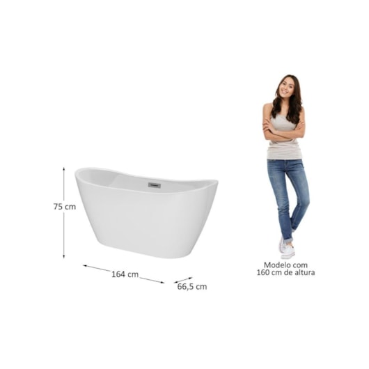 Banheira De Imersão Gel Coat Mavie Branca Ouro Fino 160cm - Imagem principal - ee6f8d87-0c56-4525-8f31-a7db501fd3f9