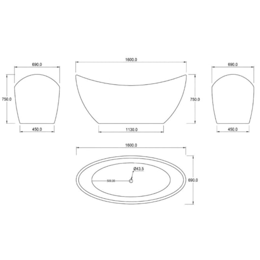 Banheira De Imersão Mavie Black Ouro Fino 160cm - Imagem principal - 5a170a54-ef5b-4f96-857d-cb9c44d1672a