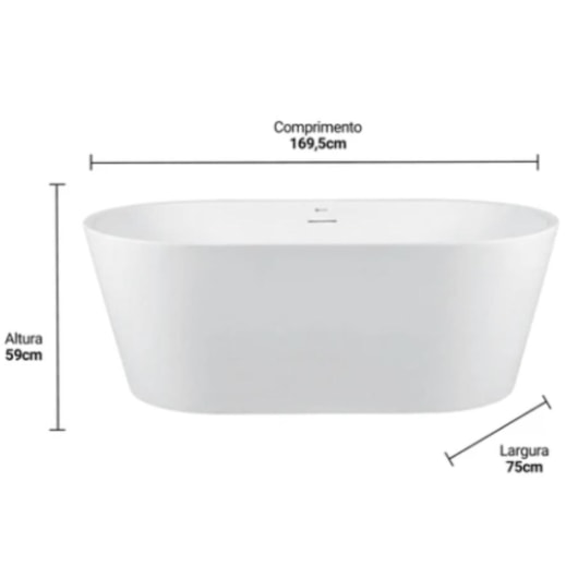 Banheira Gamboa 3 Matt White 169,5x75x59cm Immersi - Imagem principal - 3f1c9b8f-b8d2-4714-9c81-2d3828649491