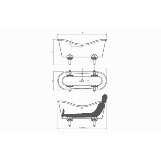 Banheira Individual Londres 174x72cm Astra - Imagem principal - 24885f13-2460-4830-9287-62b0fa4c4381
