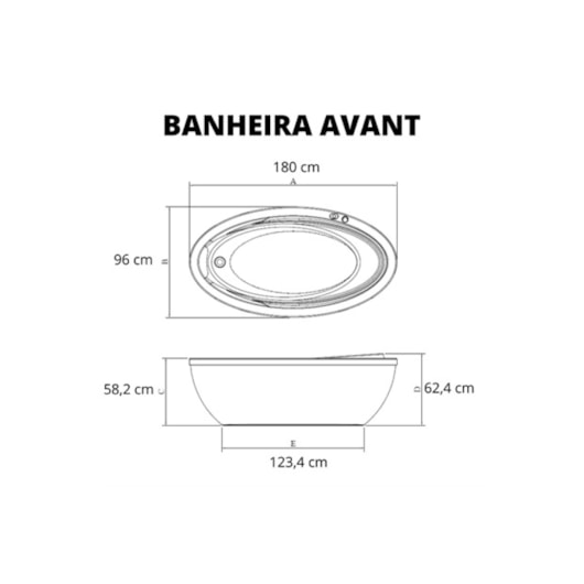 Banheira Oval Avant 180x96cm Ouro Fino - Imagem principal - 1f789e4f-60f9-4720-ae64-c4e5356a5547