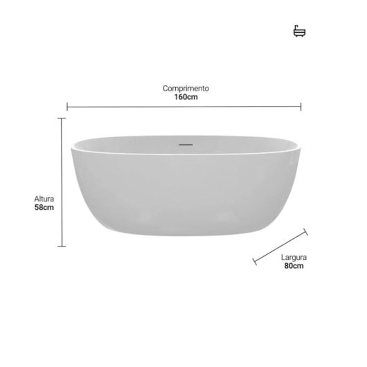 Banheira Taípe Glossy White Immersi 160cmX80cmx58cm - Imagem principal - a7e011dc-22c2-4561-91e7-cc96e065ec6b
