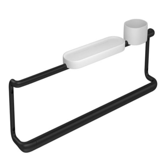 Barra de Apoio com Prateleira e Porta Objetos Black Matte Deca 80cm - Imagem principal - 4695c68e-d989-4abe-960b-7b6c067a7e44