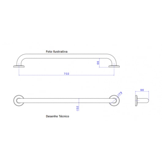 Barra De Apoio De Acessibilidade Conforto Inox Polido Deca 70cm - Imagem principal - baaf2bb5-66d6-4ce1-ab62-9f4359b864af