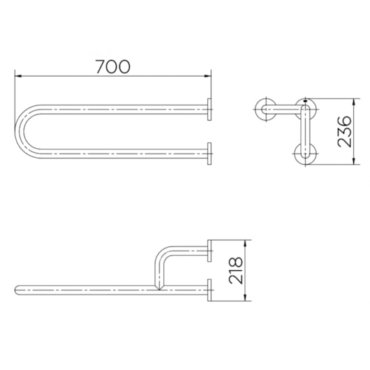 Barra De Apoio Lateral De Acessibilidade Fixa Direita Benefit Inox Escovado Docol 70cm - Imagem principal - 30406654-a3ba-4a8c-9d55-d0fa81ad83b3