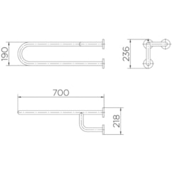 Barra De Apoio Lateral De Acessibilidade Fixa Esquerda Benefit Inox Escovado Docol 70cm