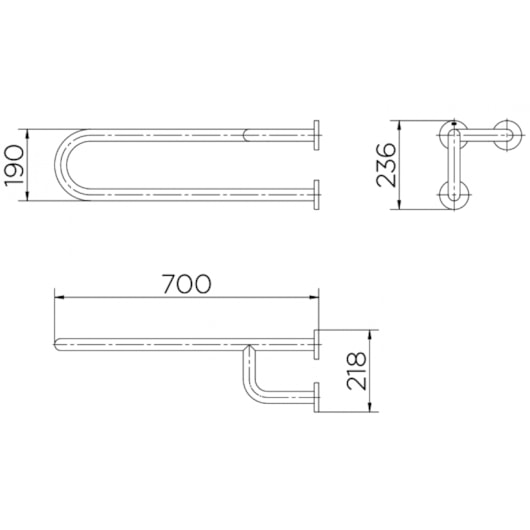 Barra De Apoio Lateral De Acessibilidade Fixa Esquerda Benefit Inox Escovado Docol 70cm - Imagem principal - c6fd0631-7b1d-496d-8a19-6a6af6d0d492
