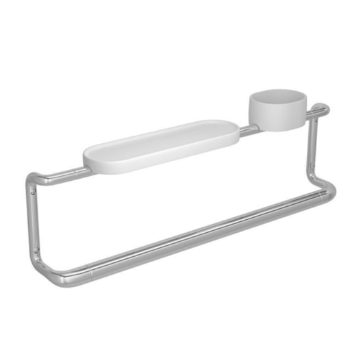 Barra De Apoio Para Banheiro Com Prateleira E Porta Objetos Cromado Deca 70cm - Imagem principal - e8129a07-d8d4-449e-8135-e5352f6a786c
